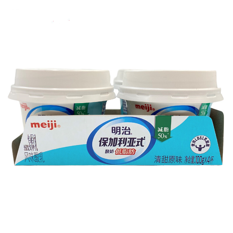 meiji 明治 保加利亚式酸奶 低脂肪清甜原味100g×4杯 凝固型 券后8.46元