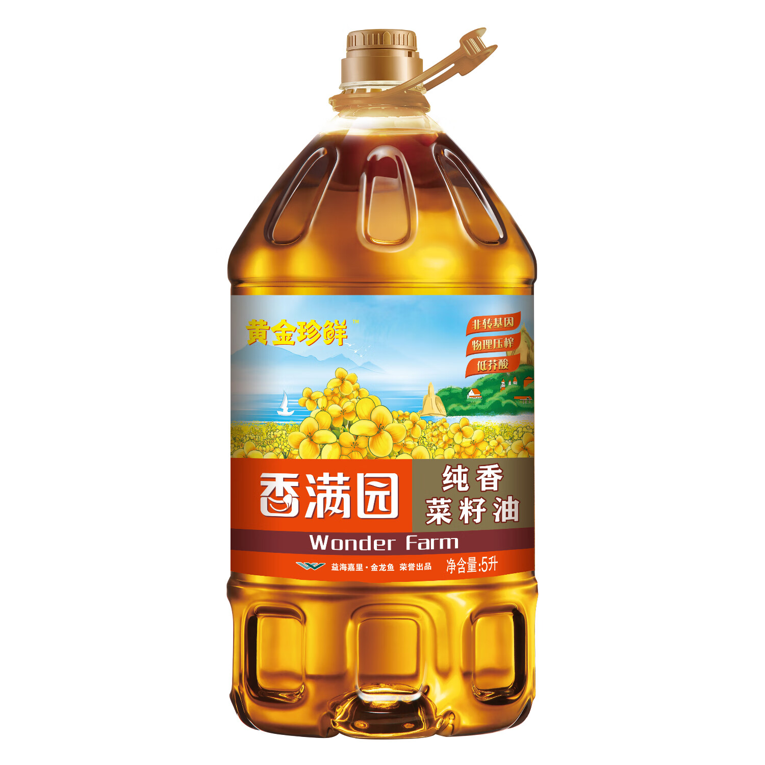 香满园 黄金珍鲜 非转基因 纯香菜籽油5L 53.11元