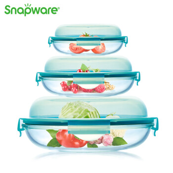 VISIONS 康宁 Snapware可叠放保鲜盒耐热玻璃沙拉碗三件组SN-STBR3/CN
