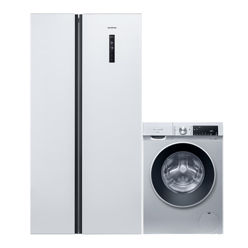 SIEMENS 西门子 冰洗套装 502L超薄嵌入对开门冰箱+10kg除渍洗 KA50NE20TI+WG52A108AW 5999元包邮（需用券）