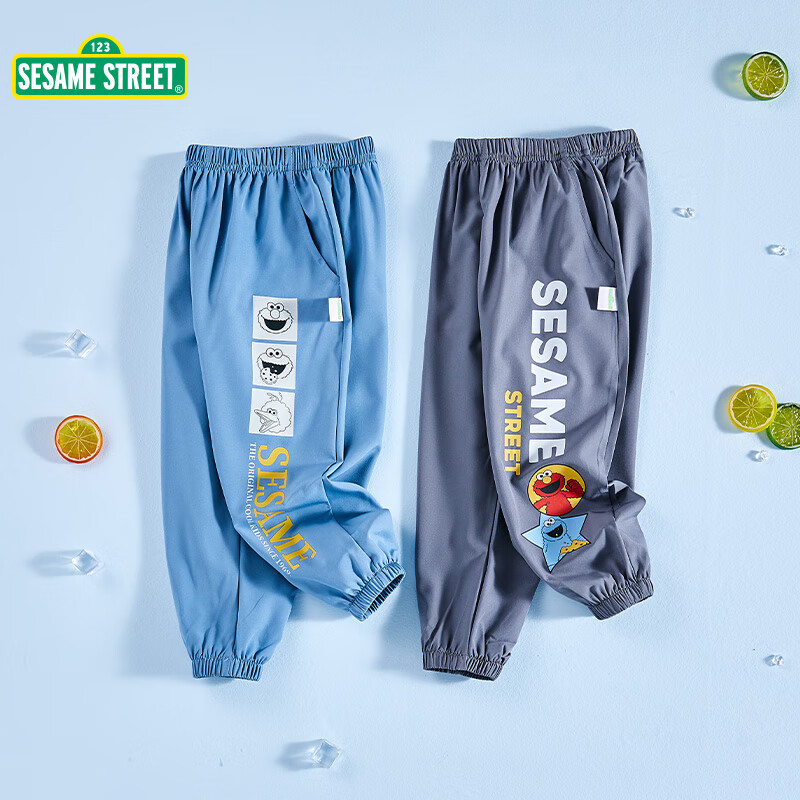 SESAME STREET 芝麻街 儿童夏季运动裤 2条装 蓝+灰 130 19.55元包邮（合9.8元/条）