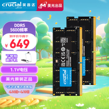 Crucial 英睿达 32GB套装 DDR5 5600频率 笔记本内存条 美光原厂颗粒