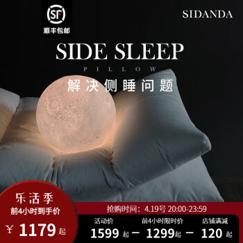 SIDANDA 诗丹娜 日本鹅绒95侧睡枕2020年新品 颈椎枕羽绒枕头枕芯半侧躺枕