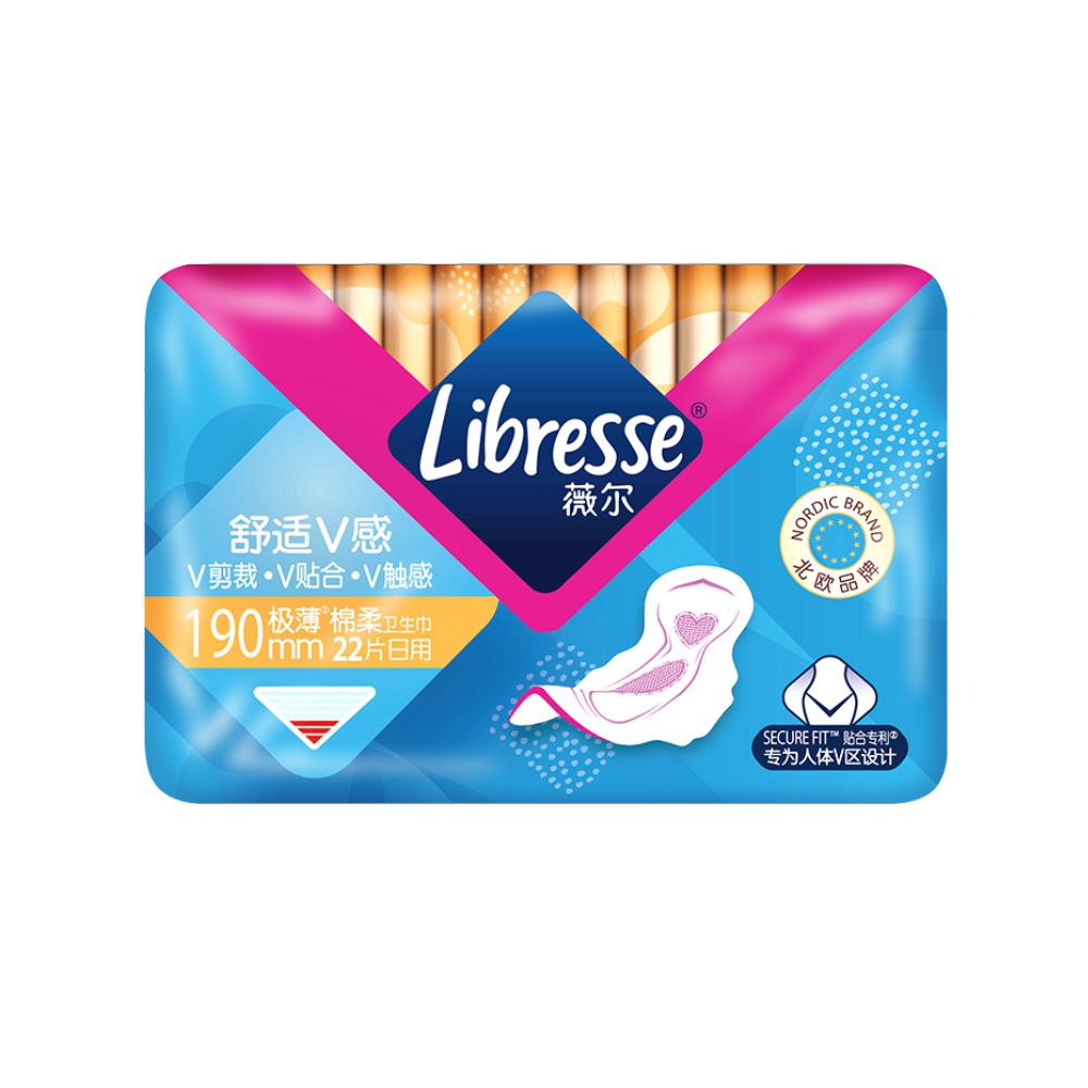 薇尔 Libresse V感系列 日用卫生巾 19cm*22片 12.15元（97.22元/8件）