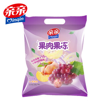 Qinqin 亲亲 0脂肪蒟蒻葡萄黄桃果肉果冻 520g休闲零食魔芋食品