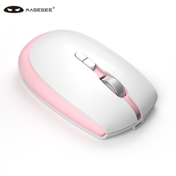 MageGee V60 Plus 无线蓝牙鼠标 便携商务办公鼠标 双模USB连接鼠标  白粉色