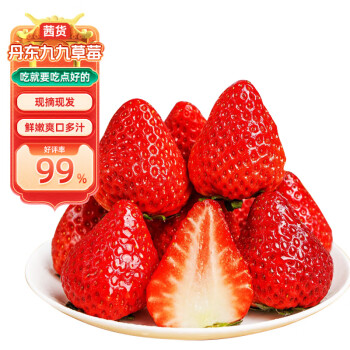 茜货 丹东99红颜奶油草莓水果生鲜大果2斤装 单果20-30g 源头直发