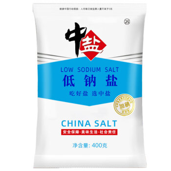 中盐低钠盐400g加碘盐健康低钠减盐不减咸吃好盐选中盐