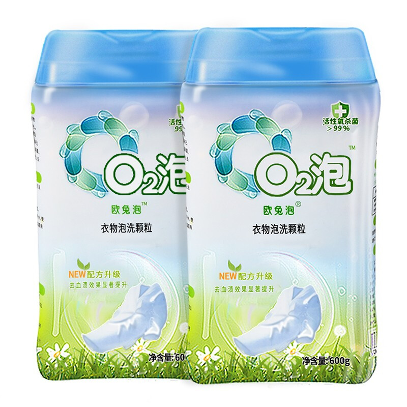 O2泡 欧兔泡o2衣物泡洗颗粒 活氧杀菌去黄去渍洗衣粉 免搓清洁去污渍爆炸盐 通用装 共3600g 158元