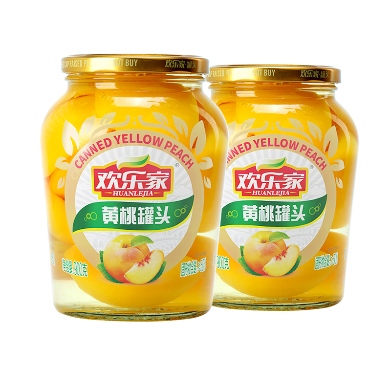 puls會(huì)員：歡樂(lè)家 黃桃水果罐頭 900g*2瓶 21.58元