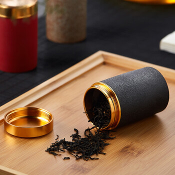 尊壶 紫砂茶叶罐便携小号茶罐密封茶盒迷你旅行茶具一两装茶罐子 黑色