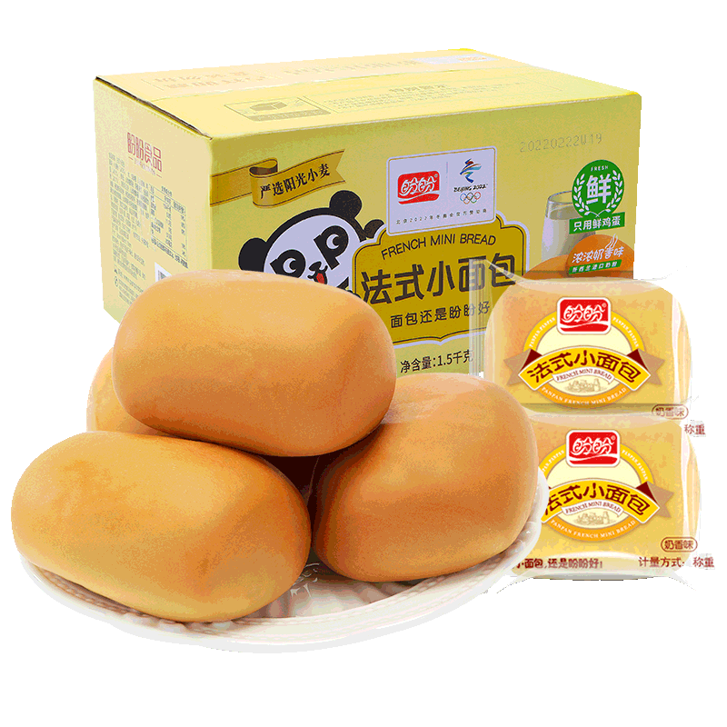京东百亿补贴:盼盼法式小面包奶香味 1500g含箱装 26.80元包邮