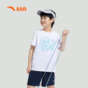 ANTA 安踏 儿童纯棉凉感短袖男童夏季短装透气吸湿排汗跑步T恤A352425101