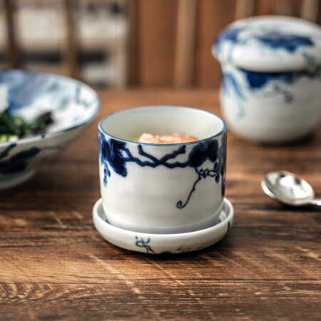 美浓烧 日本进口3.0英寸复古陶瓷家用釉下彩炖蛋碗炖盅燕窝碗 3.0英寸炖盅 53.9元