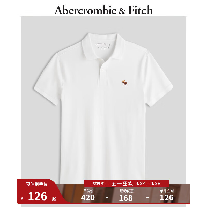Abercrombie & Fitch 男士美式复古宽松翻领纯色短袖Polo衫 313545-1 券后114元