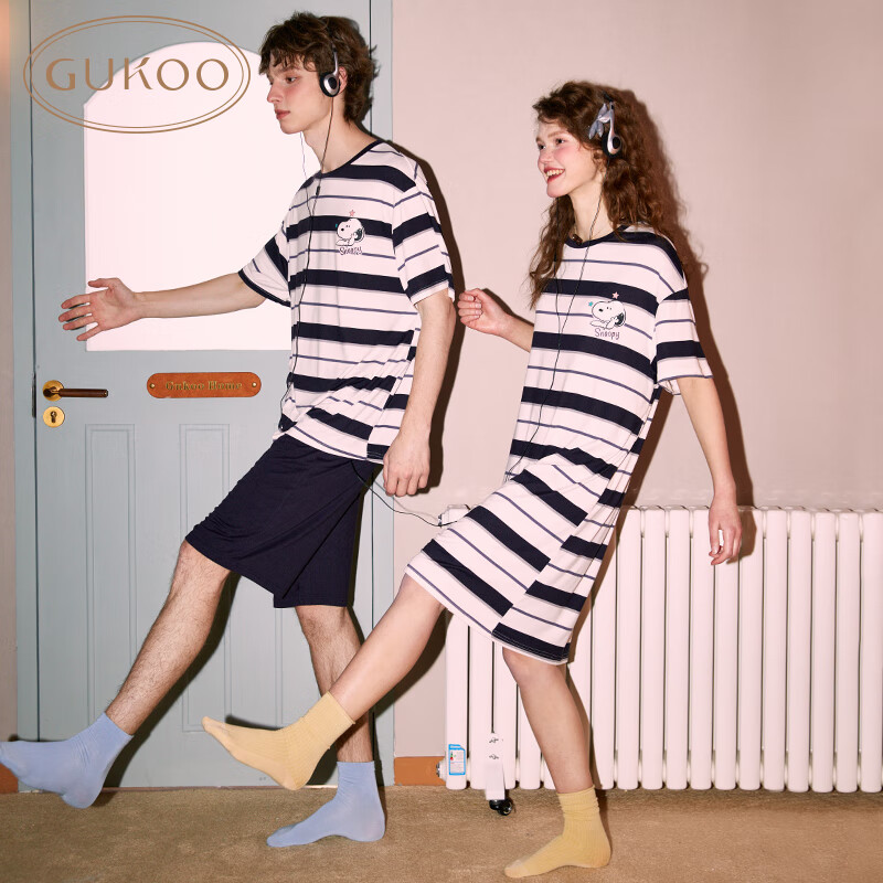 GUKOO 果壳 睡衣夏季史努比系列居服套装可外穿睡裙 M 99元