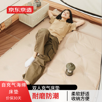 京东京造 自动充气床垫户外露营野餐垫双人带枕充气床垫打地铺气垫床
