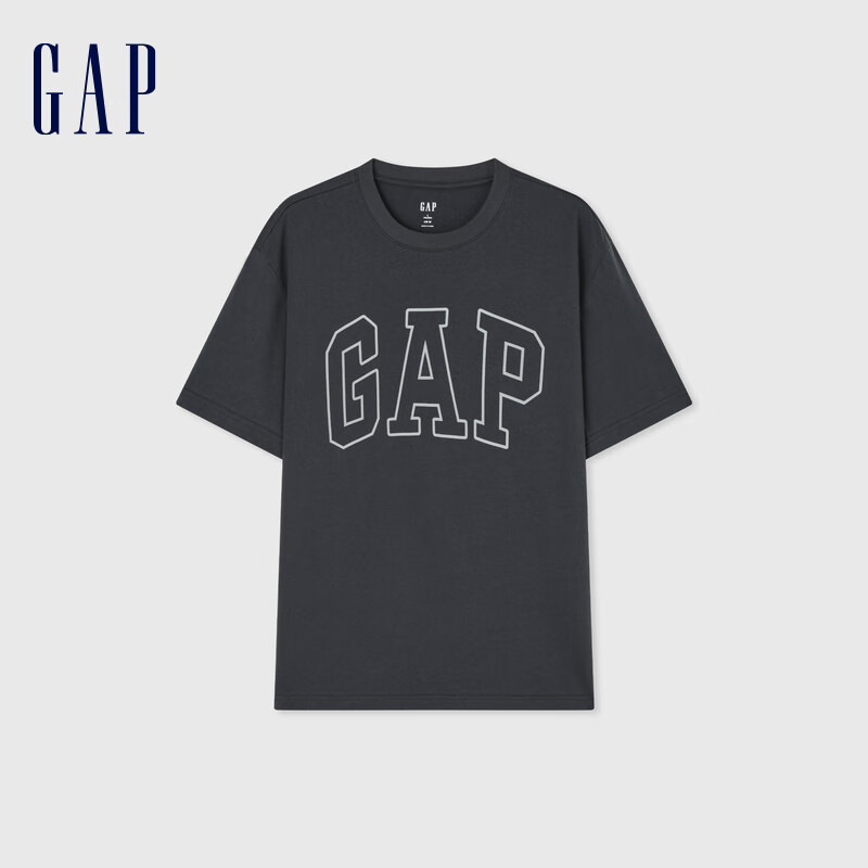 plus会员：Gap 男女装2024夏新款撞色logo圆领短袖T恤 3色多码 88.87元
