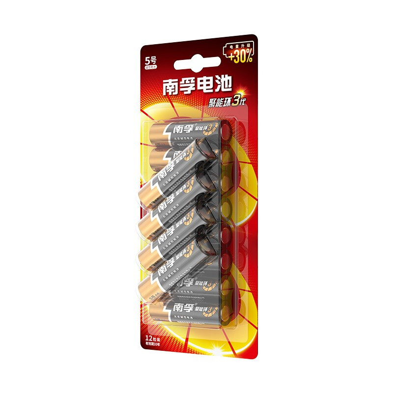 京东PLUS：NANFU 南孚 LR6 5号碱性电池 1.5V 12粒装 25.75元