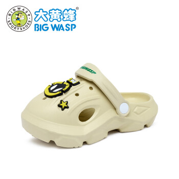 BIG WASP 大黄蜂 拖鞋镂空洞洞鞋儿童透气凉拖鞋 8789米色230mm