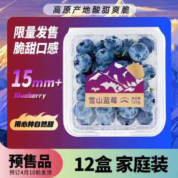 Mr.Seafood 京鲜生 云南蓝莓 12盒 约125g/盒 15mm+