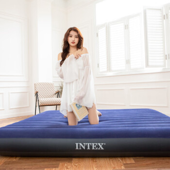 INTEX 68755植绒拉带式双人三人特大气床垫双人充气床