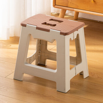 haoer 好尔 可折叠塑料凳便携户外家用小凳子折叠椅马扎钓鱼板凳卡其色33cm 卡其色大号