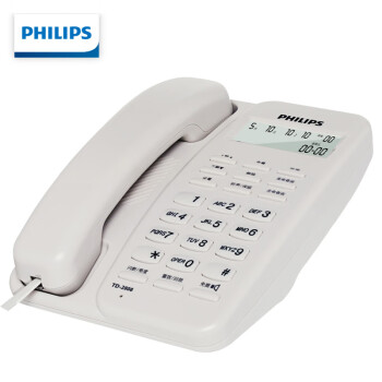 PHILIPS 飞利浦 电话机座机 固定电话 办公家用 免电池设计 来电显示 TD-2808 (白色)