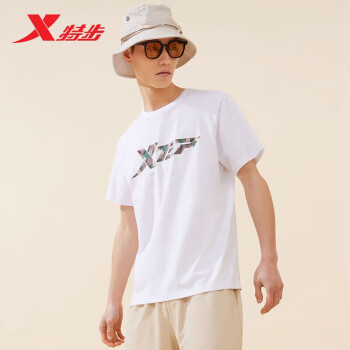 XTEP 特步 短袖男T恤舒适透气国潮高棉877229010251 珍珠白 XL
