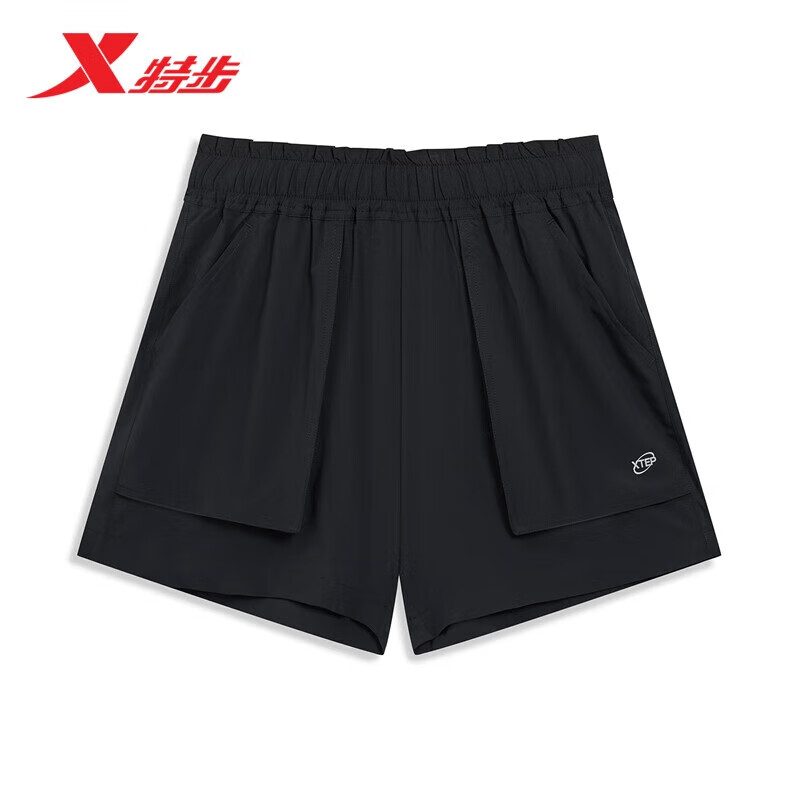 XTEP 特步 运动裤女梭织短裤健身跑步876228670138 正黑色 XS 129元