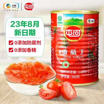 屯河新疆内蒙番茄丁390g0添加剂番茄酱西红柿块预制菜罐头中粮出品