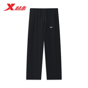 XTEP 特步 运动时尚百搭阔腿梭织运动裤876228690127 正黑色 XL