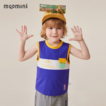 MQDMINI 童装儿童T恤男童背心中小童上衣夏季薄款外出服 破色紫色 120