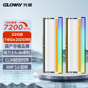 GLOWAY 光威 神策RGB系列 DDR5 7200MHz RGB 台式机内存 灯条 白色 32GB 16GBx2