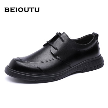 BEIOUTU 北欧图 皮鞋男士商务休闲鞋时尚系带舒适软底正装皮鞋子 15019 黑色 45