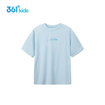 361° 儿童短袖女中大童夏季透气休闲短袖针织衫 蓝160