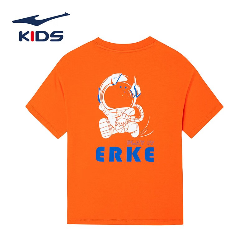 ERKE 鸿星尔克 男小童圆领短袖T恤 亮橘红 券后28.7元