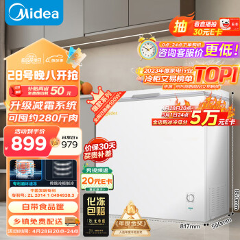 Midea 美的 203升 低霜家商两用大冷柜 冷藏冷冻保鲜冰柜 一级能效卧式小型单开门冰箱雪柜