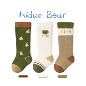 niduo bear 尼多熊 婴儿袜子春秋棉袜可爱宝宝长筒袜子不勒春季男童长腿袜
