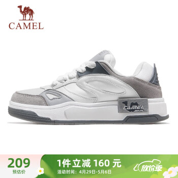 CAMEL 骆驼 低帮休闲鞋情侣款潮拼接撞色运动鞋子 K14B39L7042 白/灰 39