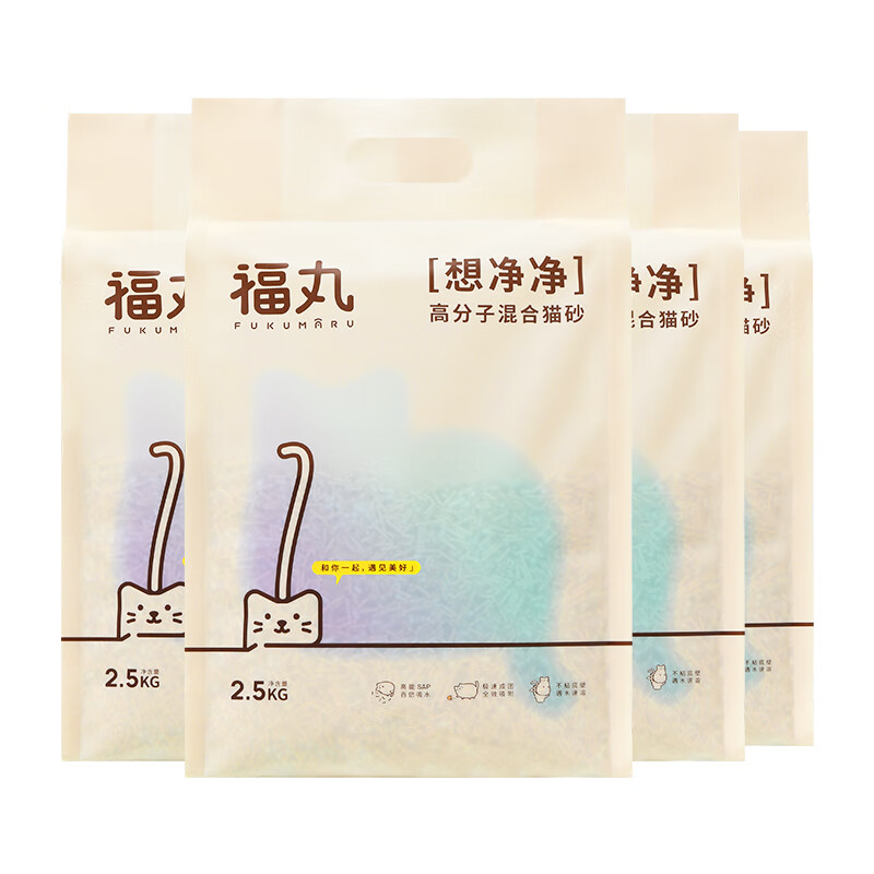 FUKUMARU 福丸 高分子豆腐混合猫砂除臭低尘不粘猫用砂 2.5kg*4 整 98.91元