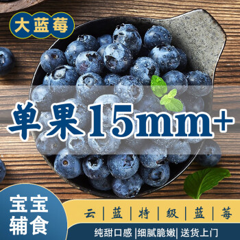 伊鲜拾光 云南蓝莓 纯甜口感 新鲜水果孕妇宝可食用15mm+4盒装 源头直发