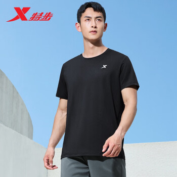 XTEP 特步 男子运动T恤 879229010084 黑色 XL