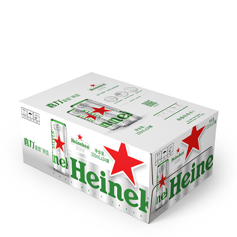 Heineken 喜力 silver星银啤酒 细罐整箱装 全麦酿造 原麦汁浓度≥9.5°P 330mL 24罐 券后119元