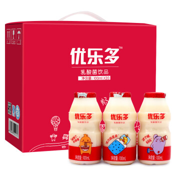优乐多 乳酸菌饮品 100ml*20瓶 礼盒装 酸奶饮料 益生菌发酵