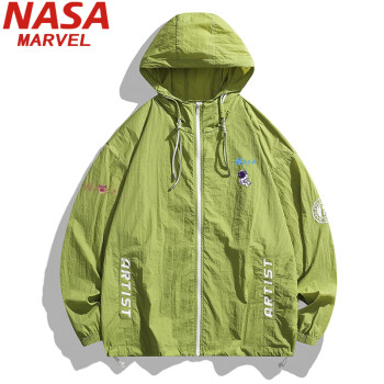 NASA MARVEL 防晒衣男轻薄夹克外套防晒服夏季冰感皮肤衣户外宽松 橄榄绿 XL