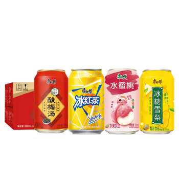 康师傅 冰红茶/冰糖雪梨/酸梅汤/水蜜桃310ml*24混合罐 水果茶饮料整箱装