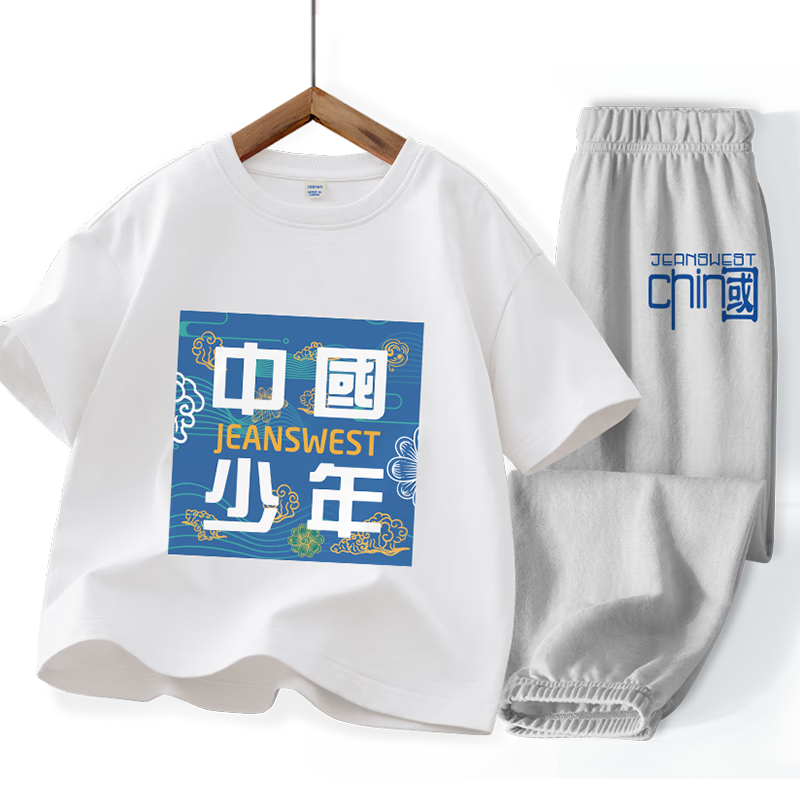 京东会员：真维斯 男童100﹪纯棉T恤+防蚊裤套装 多款多色 27.41元包邮