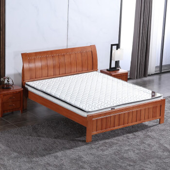 梦麦斯 床木质床双人床现代中式1.8米卧室大床婚床框架床海棠色 2000*1800*1150mm MMS-SMC-2053
