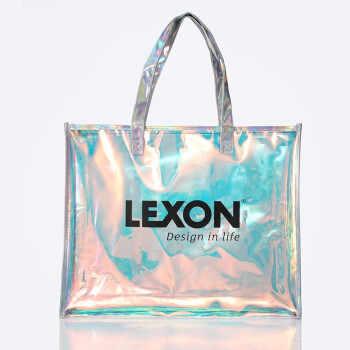 LEXON 乐上 镭射手提包大容量镭射袋便携出行收纳包包透明熟料袋